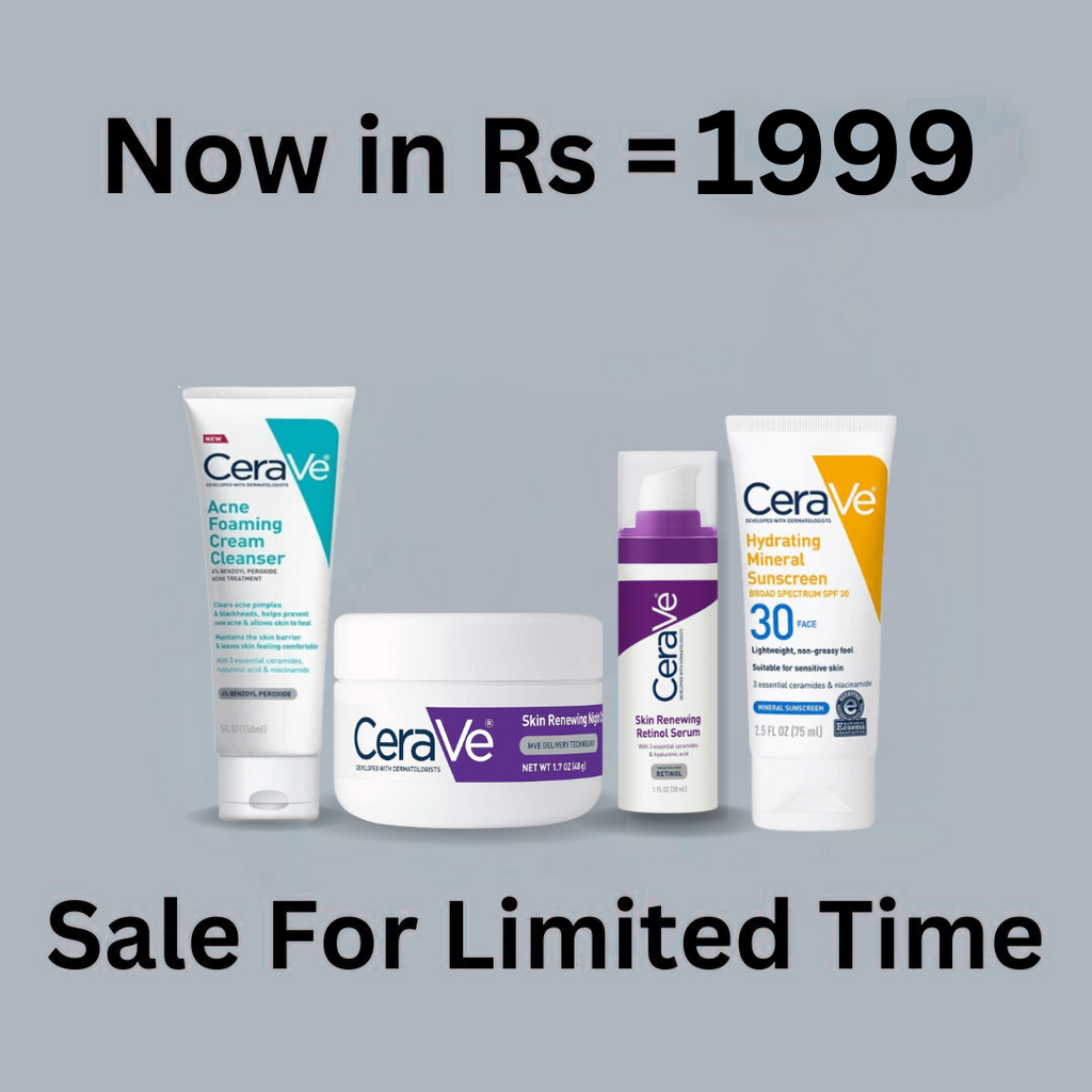 CeraVe 4-in-1 Skincare Kit: Night Cream, Sunblock, Cleanser & Serum for Radiant Skin